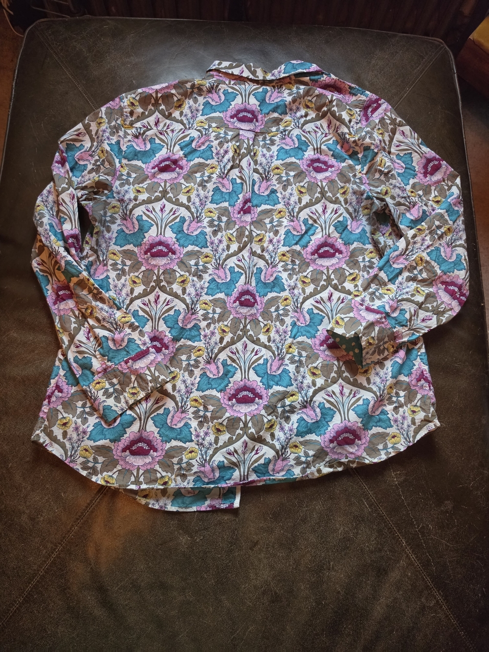 Talbots Autumn Floral Classic Cotton Button Down Shirt Size L - Picture 3 of 4